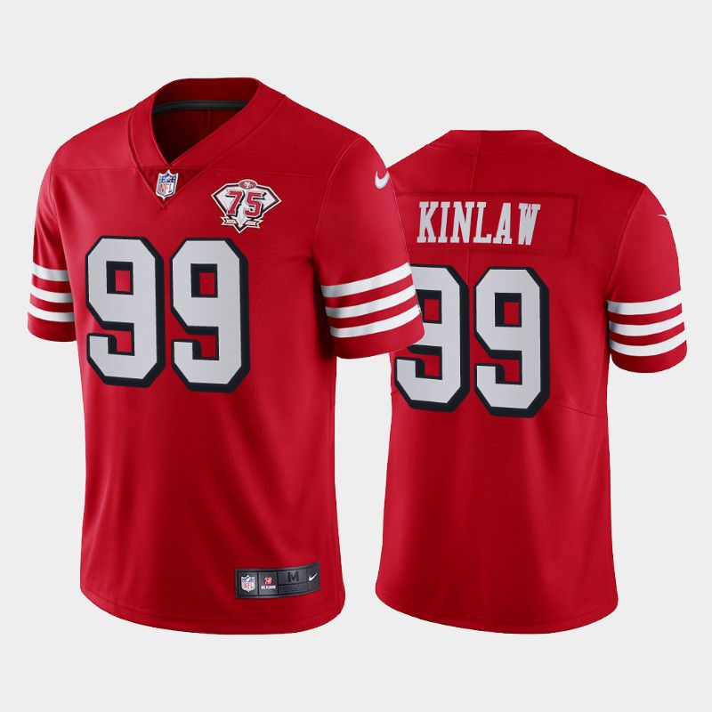 Men San Francisco 49ers #99 Javon Kinlaw Nike Scarlet 75th Anniversary Alternate Vapor Limited NFL Jersey